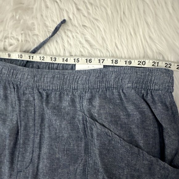 Old Navy womens NWT high rise crop pants 55% linen 3X elastic waist blue - Picture 10 of 13
